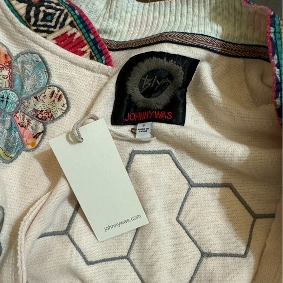 NWT Johnny Was Biya Glinda Cream Appliqué Quilt Mock Collar Duster Jacket S - Picture 8 of 17